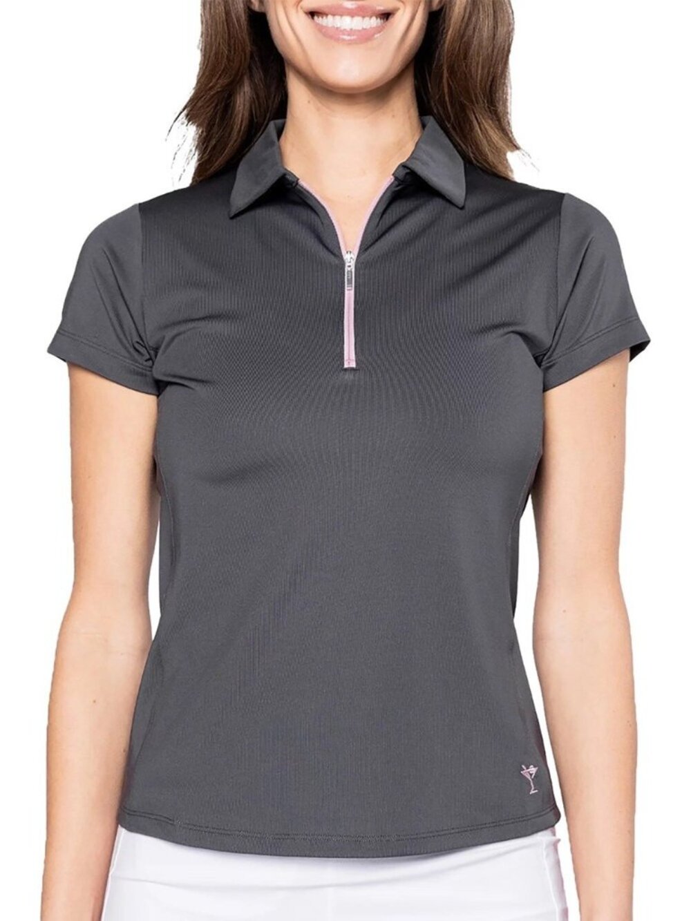 NEW Golftini Women's SMALL 1/4-Zip Stretch Golf Polo Shirt Slate Gray
